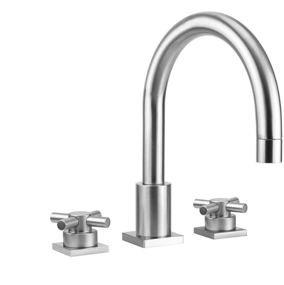 Contempo Uptown Roman Tub Set with Contempo Low Cross Handles - Square Escutcheons