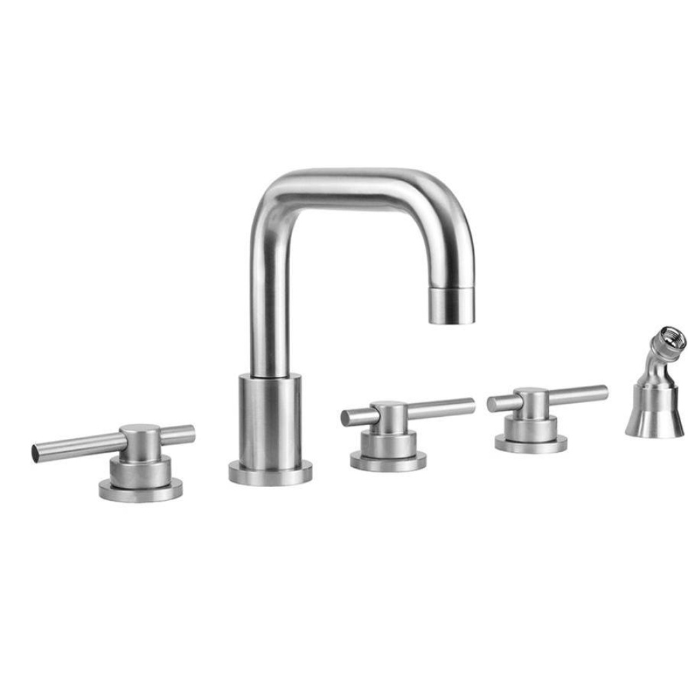 Contempo Downtown Roman Tub Set with Peg Lever Handles and Angled Handshower Holder
