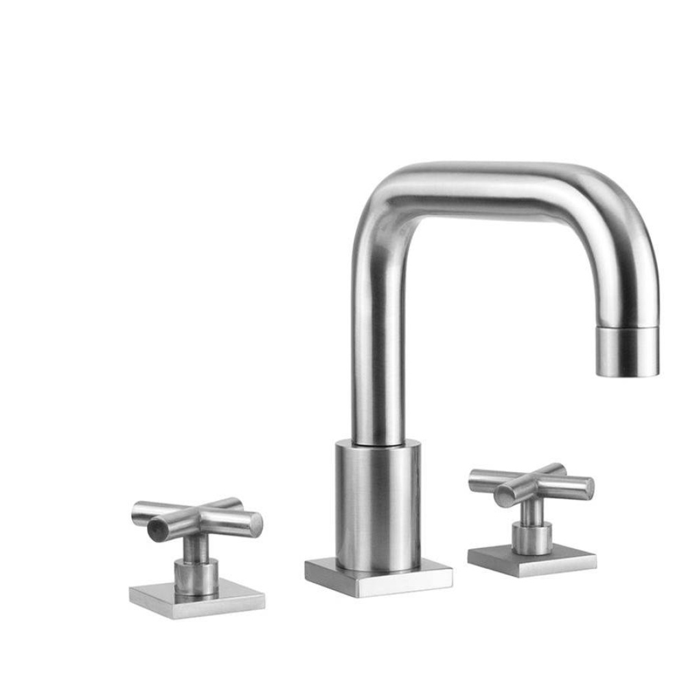 Contempo Downtown Roman Tub Set with Hub Base Cross Handles and Square Escutcheons