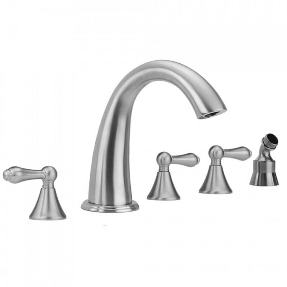 Cranford Roman Tub Set with Regency Lever Handles and Angled Handshower Mount