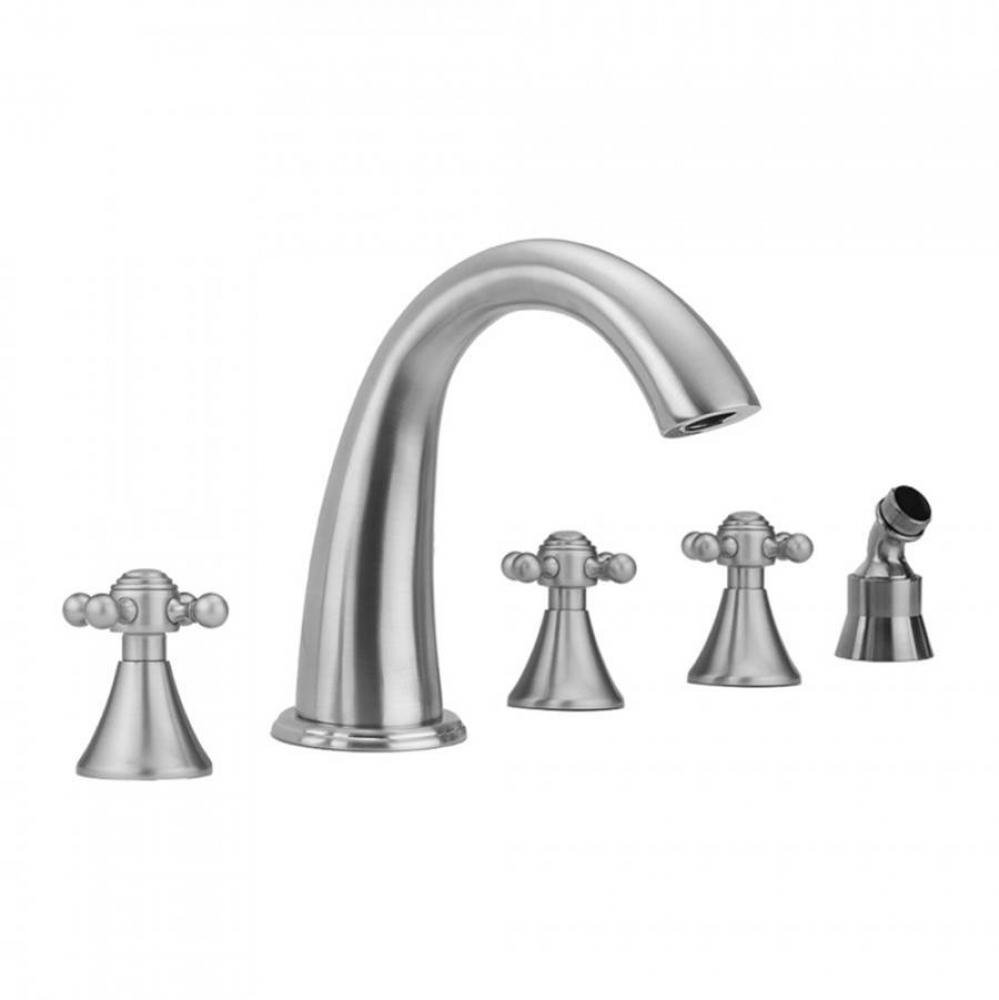 Cranford Roman Tub Set with Ball Cross Handles and Angled Handshower Mount