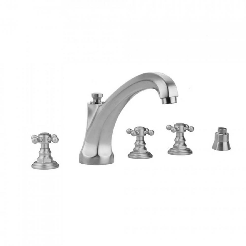 Westfield Roman Tub Set with High Spout and Ball Cross Handles and Straight Handshower Mount