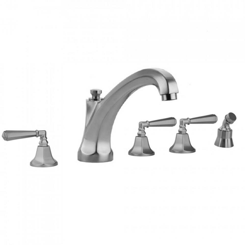 Astor Roman Tub Set with High Spout and Hex Lever Handles and Angled Handshower Mount
