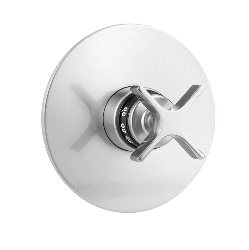 Round Plate With Lila Cross Handle Trim For Thermostatic Valves (J-TH34 & J-TH12)