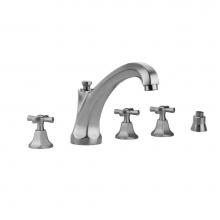 Jaclo 6972-T686-S-TRIM-PCH - Astor Roman Tub Set with High Spout and Hex Cross Handles and Straight Handshower Mount