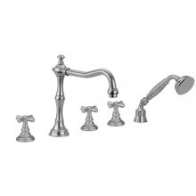 Jaclo 9930-T676-A-TRIM-PCH - Roaring 20''s Roman Tub Set with Hex Cross Handles and Angled Handshower Mount