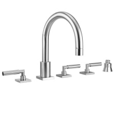 Jaclo 9981-TSQ459-S-TRIM-PCH - Contempo Uptown Roman Tub Set with Hub Base Lever Handles - Square Escutcheons and Straight Handsh