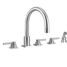 Jaclo 9981-TSQ632-A-TRIM-PCH - Contempo Uptown Roman Tub Set with Low Contempo Lever Handles - Square Escutcheons and Angled Hand