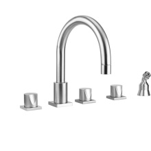 Jaclo 9981-TSQ672-A-TRIM-PCH - Contempo Uptown Roman Tub Set with Thumb Handles - Square Escutcheons and Angled Handshower Holder