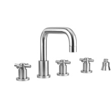 Jaclo 9982-C-S-TRIM-PCH - Contempo Downtown Roman Tub Set with Contempo HIgh Cross Handles and Straight Handshower Holder