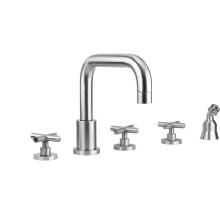 Jaclo 9982-T462-A-TRIM-PCH - Contempo Downtown Roman Tub Set with Hub Base Cross Handles and Angled Handshower Holder