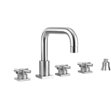 Jaclo 9983-TSQ630-S-TRIM-PCH - Contempo Downtown Roman Tub Set with Low Contempo Cross Handles - Square Escutcheons and Straight