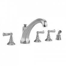 Jaclo 6972-T667-A-TRIM-PCH - Westfield Roman Tub Set with High Spout and Ribbon Lever Handles and Angled Handshower Mount