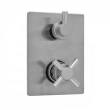 Jaclo T7535-TRIM-PCH - Rectangle Plate with Contempo Cross Thermostatic Valve with Contempo Short Peg Built-in 2-Way Or 3