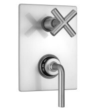 Jaclo T7358-TRIM-PCH - Rectangle Plate with Contempo Slim Lever Thermostatic Valve with Contempo Slim Cross Built-in 2-Wa
