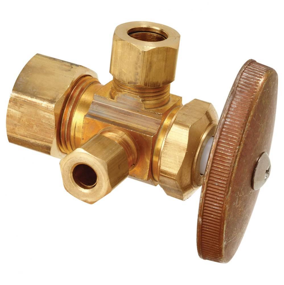 Mt Dual Outlet Stop - 1/2'' Nom Comp X 3/8'' Od Comp X 1/4'' Od Comp