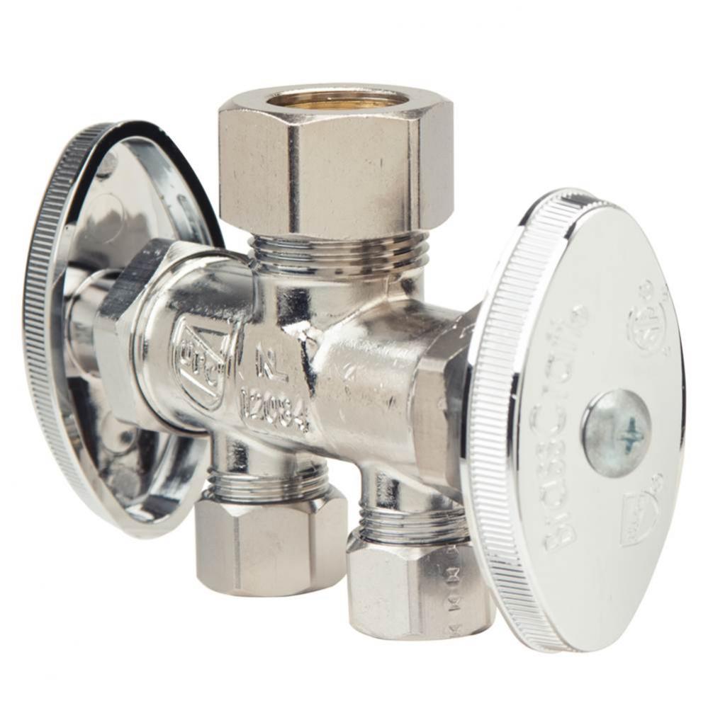 Mt Dual Outlet/Shut-Off Stop - Strght - 1/2'' Nom Comp X 3/8'' Od Comp X 3/8&a