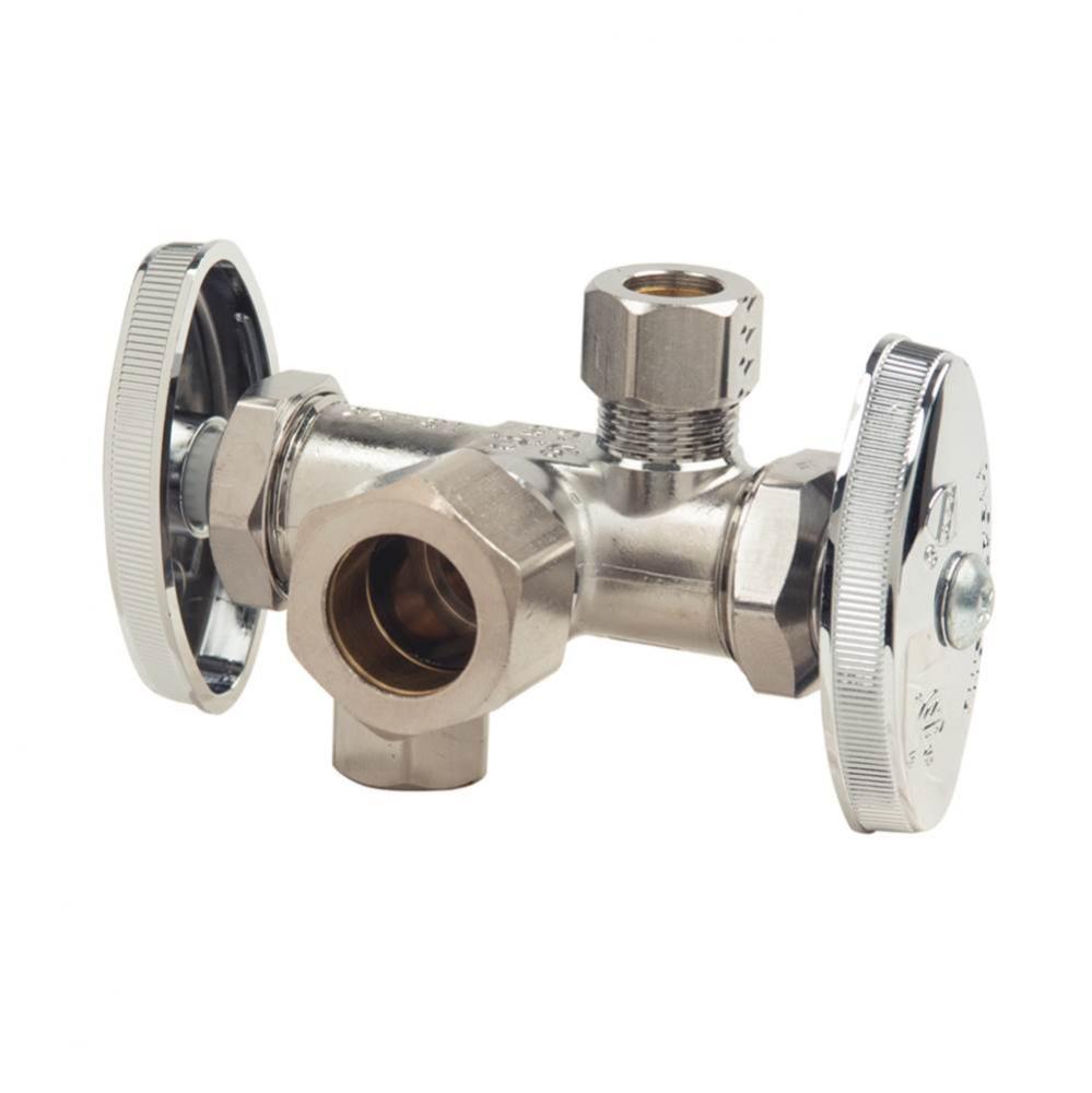 Mt Dual Outlet/Shut-Off Stop - Ang - 1/2'' Nom Comp X 3/8'' Od Comp X 3/8&apos