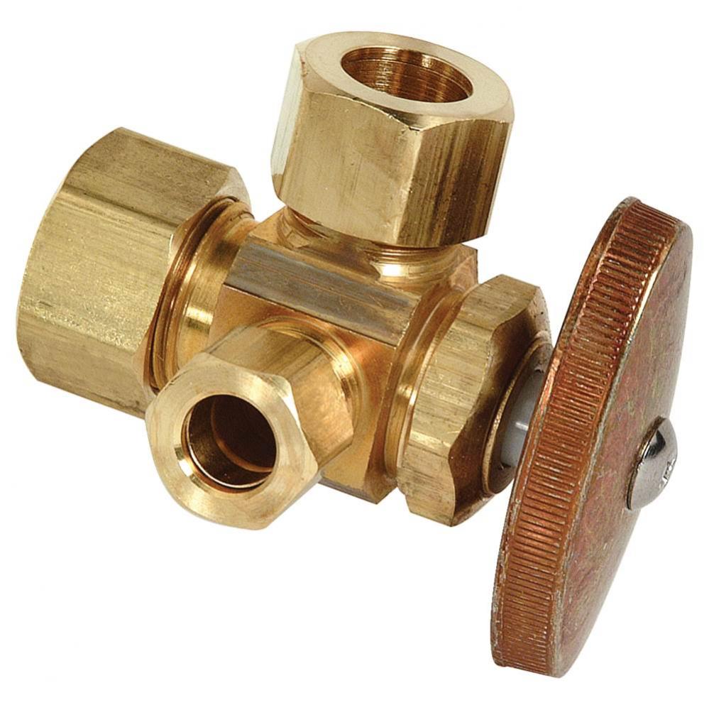 Mt Dual Outlet Stop - 1/2'' Nom Comp X 1/2'' Od Comp X 3/8'' Od Comp