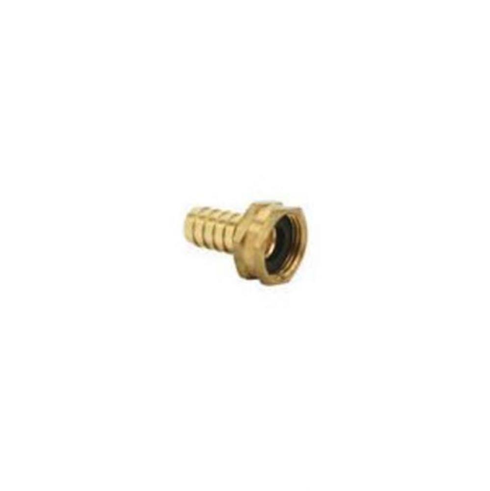 FEMALE HOSE SWIVEL BARBED ADAPTOR W/ HEX NUT, 3/4'' FEMALE HOSE THREAD X 5/8''