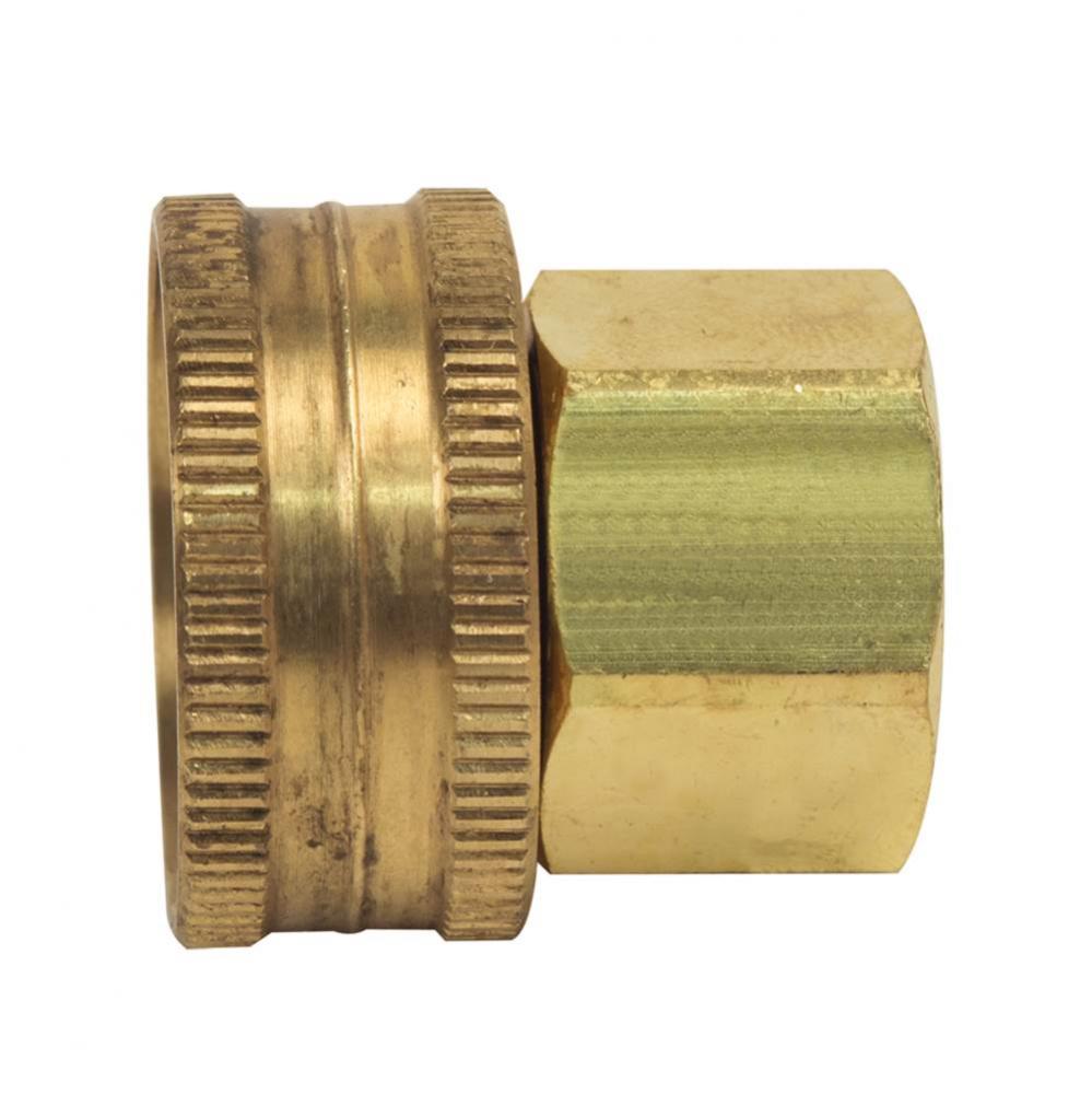 FEMALE SWIVEL HOSE ADAPTOR (FIP END), 1/2'' FIP INLET X 3/4'' FEMALE HOSE THRE