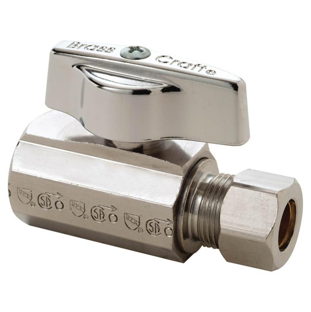 1/4 Turn Ball Supply Stop - Straight - 3/8'' Fip X 3/8'' Od Comp