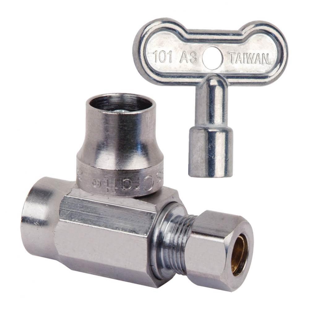 1/4 Turn Ball Supply Stop W/ Loose Key - Straight - 1/2'' Nom Sweat X 3/8'' Od