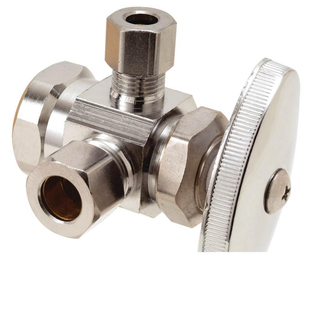 Multi-Turn Dual Outlet Supply Stop - 1/2'' Fip X 3/8'' Od Comp X 1/4'&apo