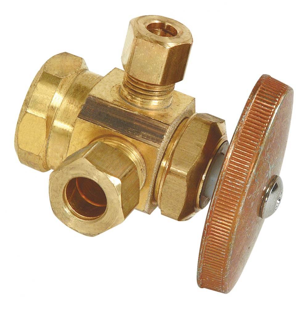 Multi-Turn Dual Outlet Supply Stop - 1/2'' Fip X 3/8'' Od Comp X 1/4'&apo