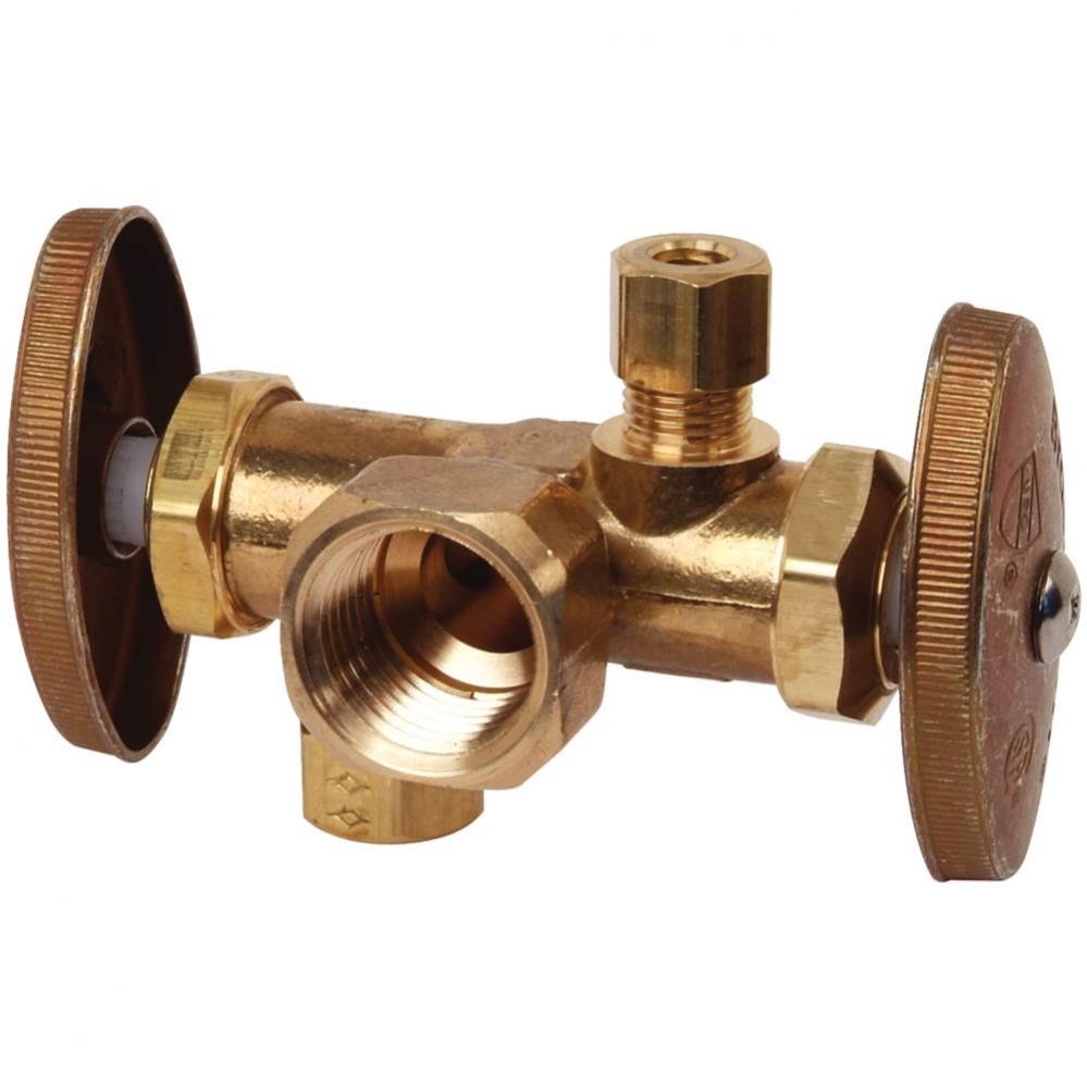 Mt Dual Outlet, Dual Shut-Off Stop - Ang - 1/2'' Fip X 3/8'' Od Comp X 3/8&apo