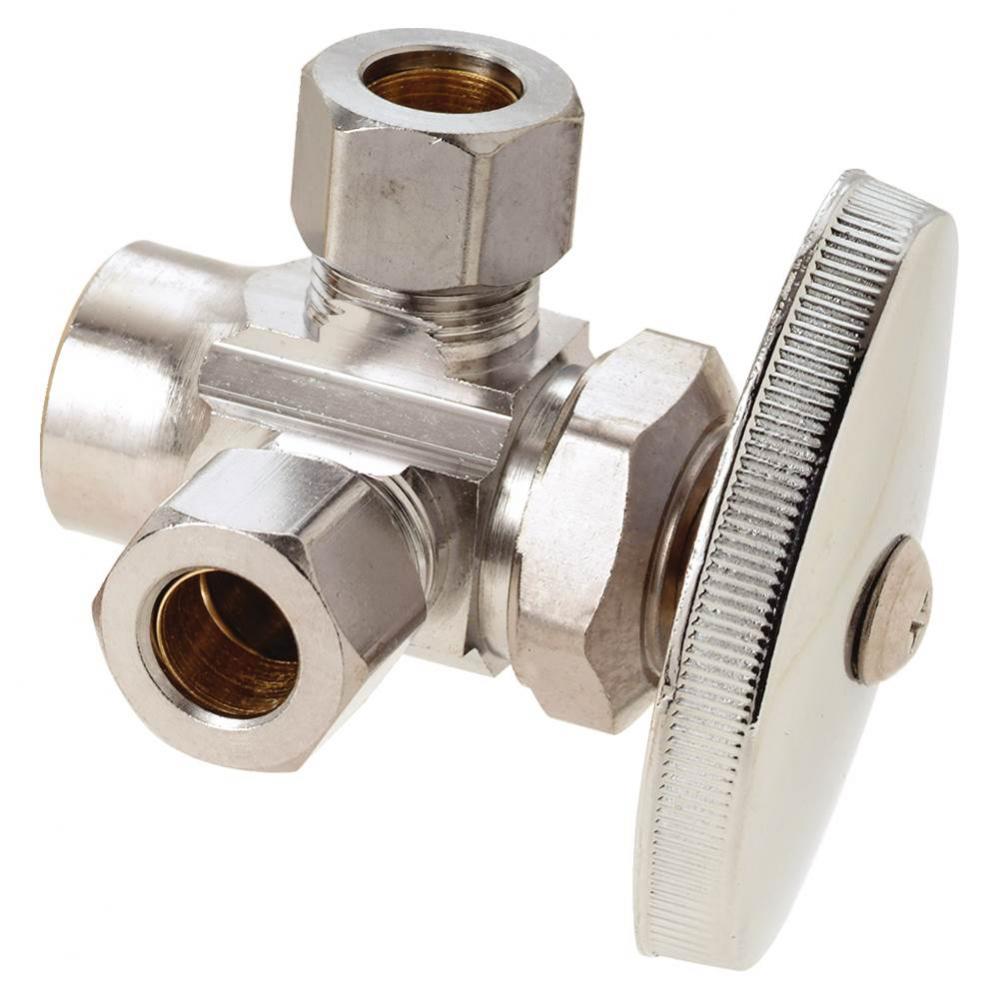 Multi-Turn Dual Outlet Supply Stop - 1/2'' Nom Sweat X 3/8'' Od Comp X 3/8&apo