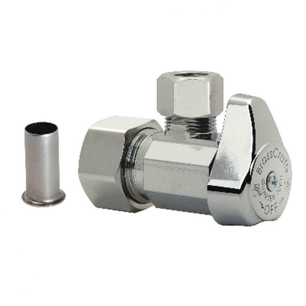 1/4 Turn Supply Stop - Angle - 1/2'' Nom Comp X 3/8'' Od Comp W/ Tube Insert