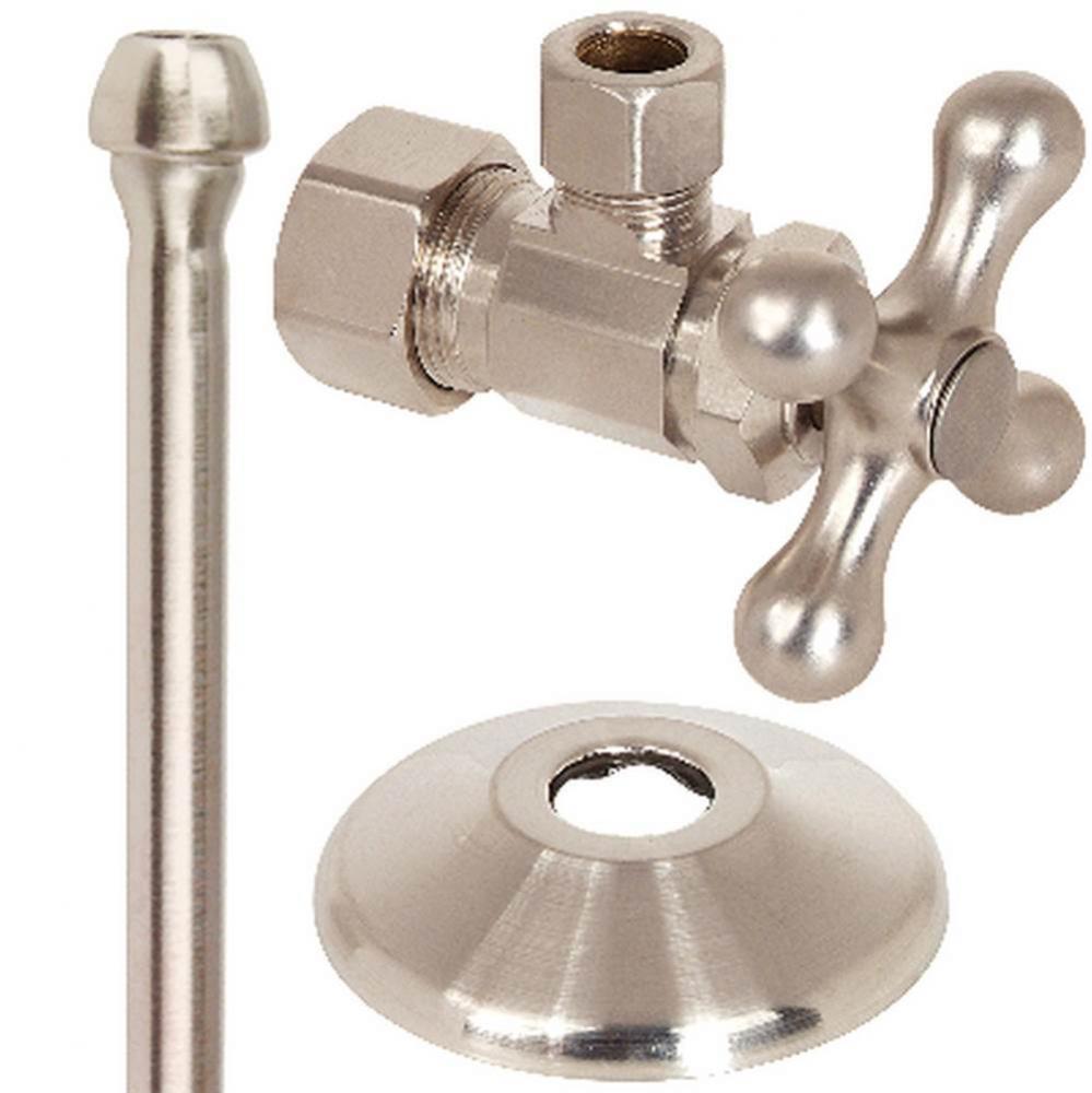SPF FAUCET SUP. KIT - 1/4 TURN - ANG- 1/2'' NOM COMP X 3/8'' OD COMP W/ SHALL.