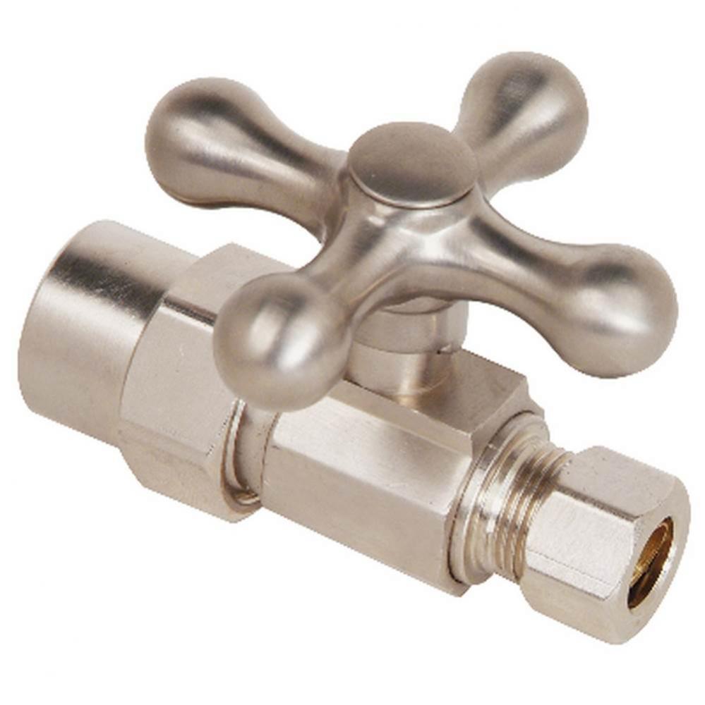 SPF 1/4 TURN SUPPLY STOP - STRAIGHT - 1/2'' NOM CPVC X 3/8'' OD COMP W/ CROSS