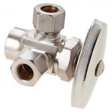Brasscraft R1901LRX C1 - Multi-Turn Dual Outlet Supply Stop - 1/2'' Nom Sweat X 3/8'' Od Comp X 3/8&apo
