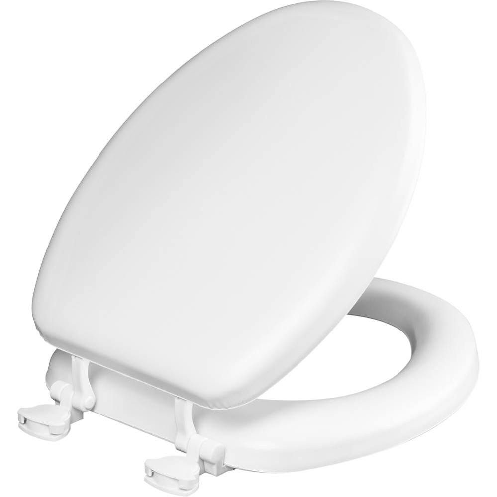 115EC Mayfair by Bemis Eden Elongated Cushioned Vinyl Soft Toilet Seat in White Featuring Stay-Tit