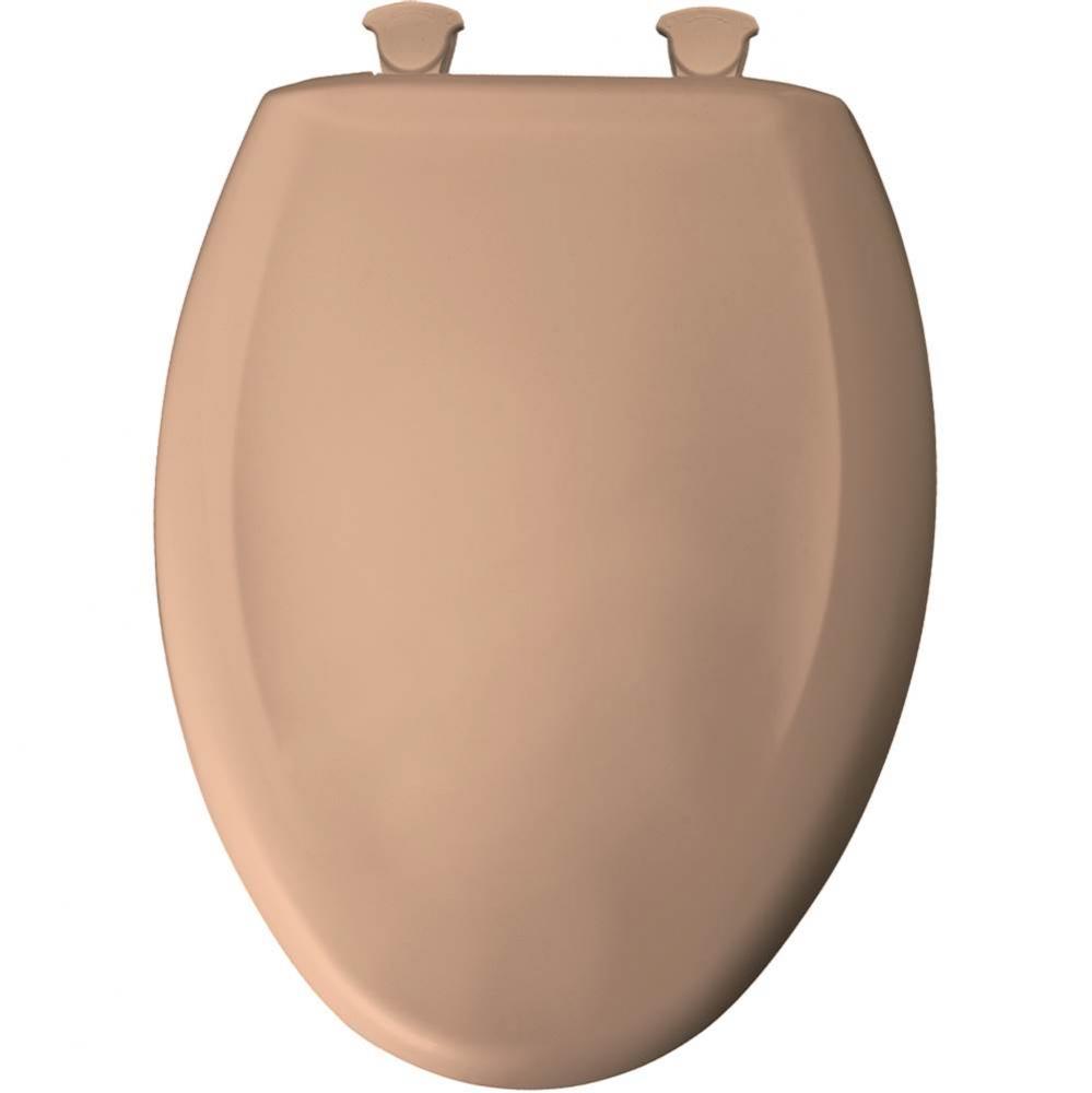 Elongated Plastic Toilet Seat in Suez Tan with STA-TITE Seat Fastening System, Easy-Clean & Ch