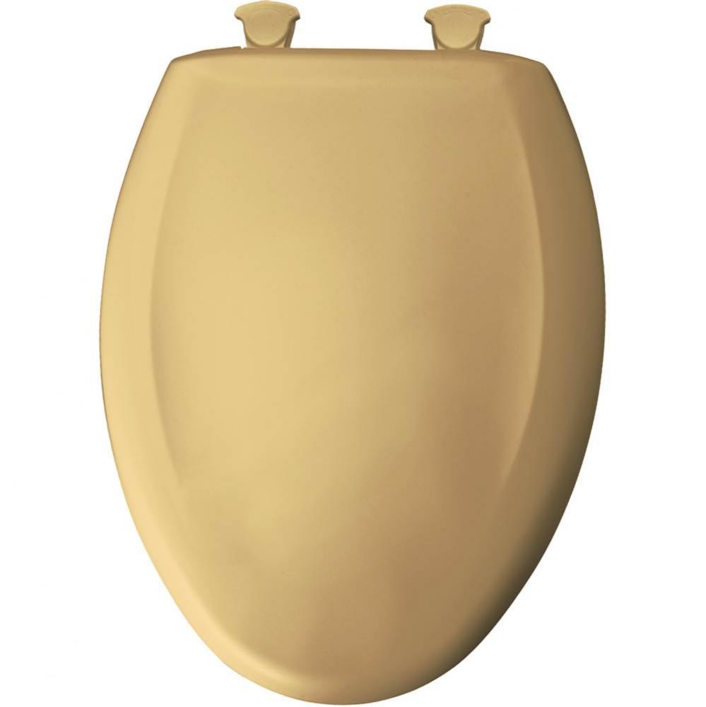 Elongated Plastic Toilet Seat in Desert Gold with STA-TITE Seat Fastening System, Easy-Clean &