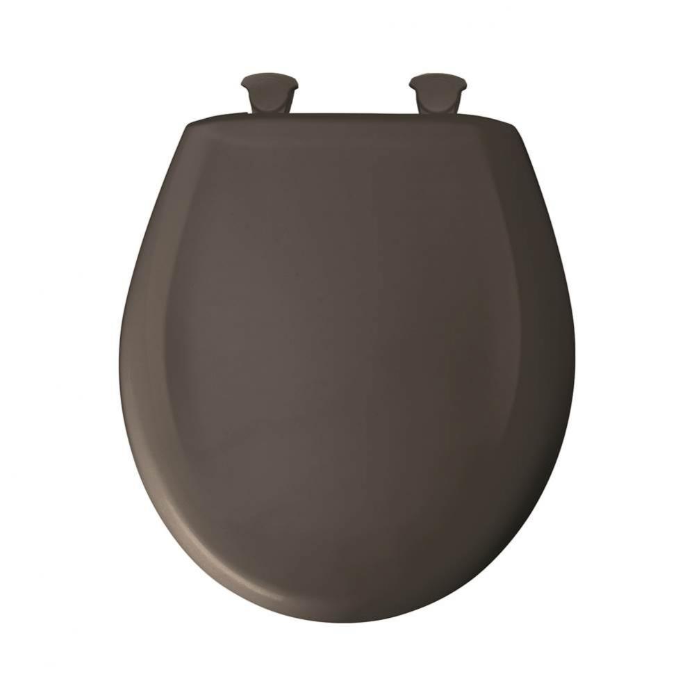 Round Plastic Toilet Seat in Thunder Grey with STA-TITE Seat Fastening System, Easy-Clean & Ch