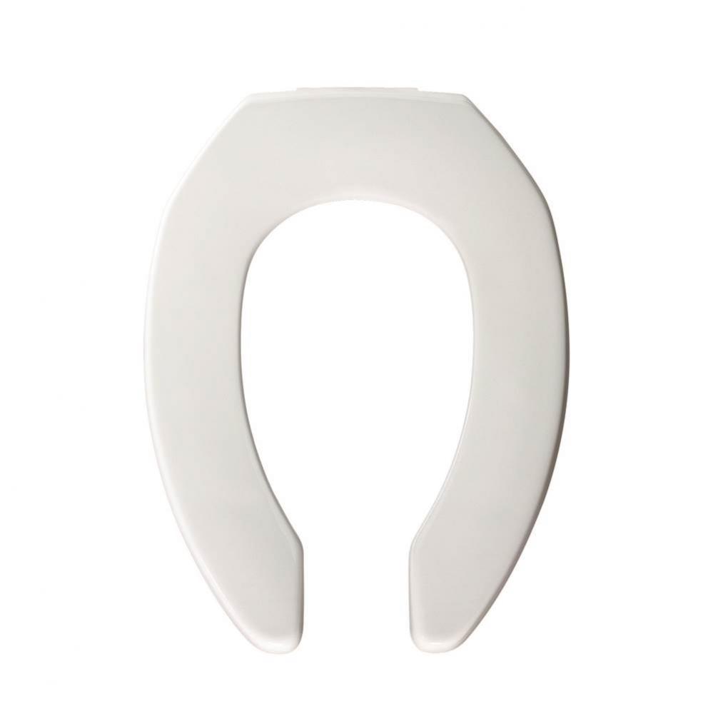 Elongated Open Front Less Cover Medic-Aid Plastic Toilet Seat in White with STA-TITE Commercial Fa