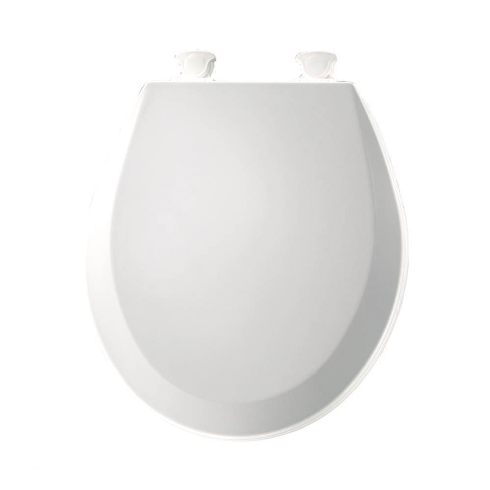 Bemis Round Enameled Wood Toilet Seat in White with Easy-Clean® Hinge
