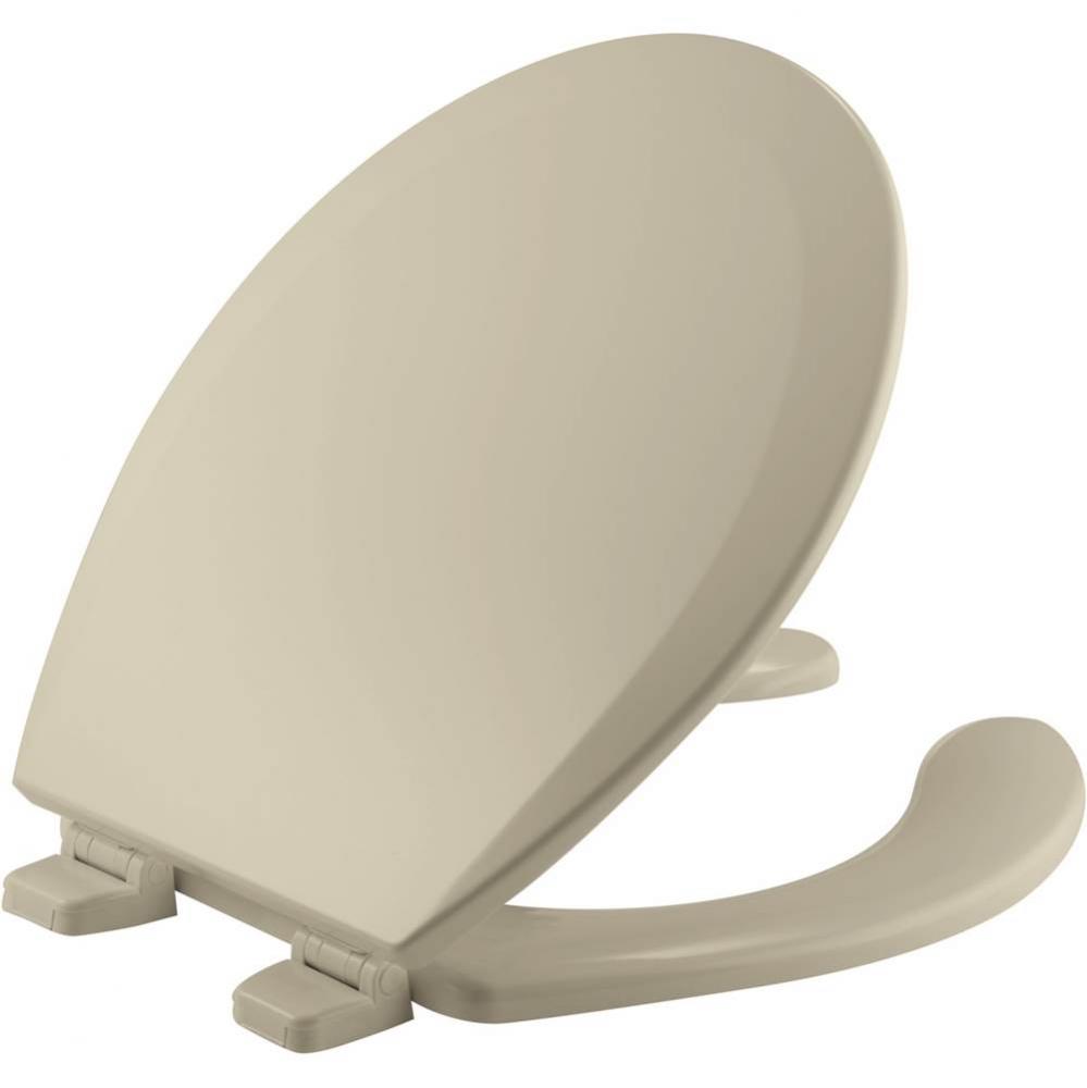 Bemis Round Open Front with Cover Enameled Wood Toilet Seat in Bone with Top-Tite® STA-TITE&#