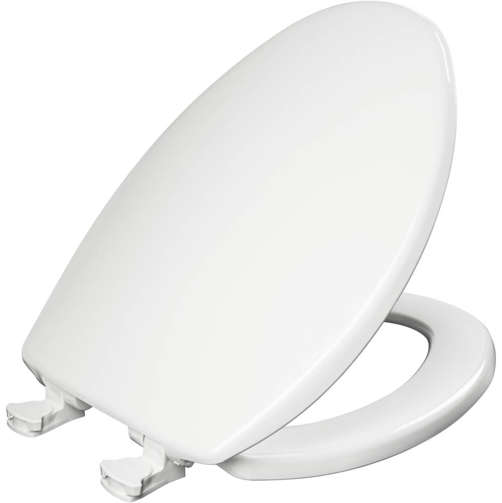 7300EC Bemis Elongated Plastic Closed Front with Cover Toilet Seat in White Featuring Easy-Clean