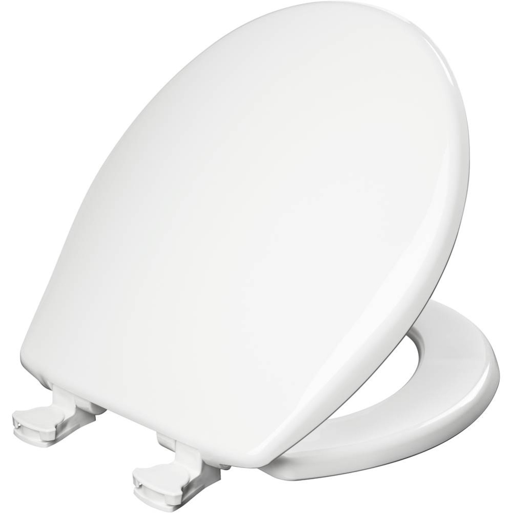 730EC Bemis Round Plastic Closed Front with Cover Toilet Seat in White Featuring Easy-Clean