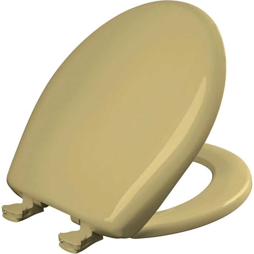 Round Plastic Toilet Seat with WhisperClose with EasyClean & Change Hinge and STA-TITE in Harv