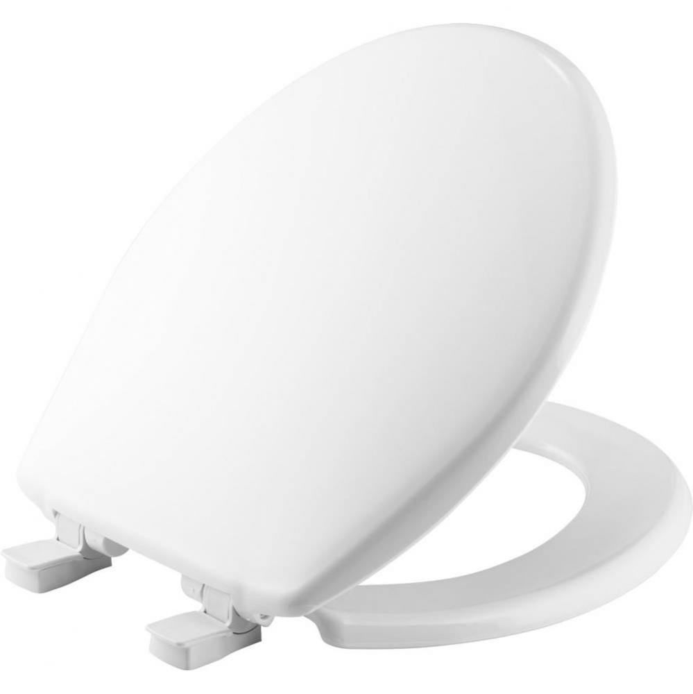 Bemis Round Plastic Toilet Seat in White with Easy Clean® and Whisper Close®