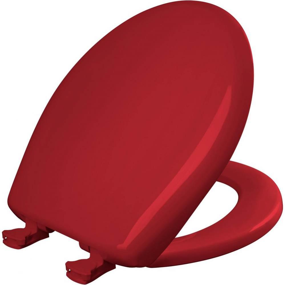 Round Plastic Toilet Seat with WhisperClose with EasyClean & Change Hinge and STA-TITE in Red