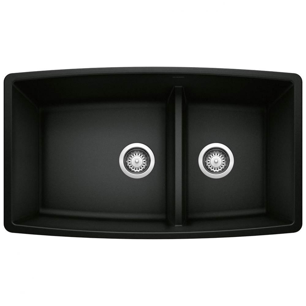 Performa SILGRANIT 33'' 60/40 Double Bowl Undermount Kitchen Sink with Low Divide - Coal