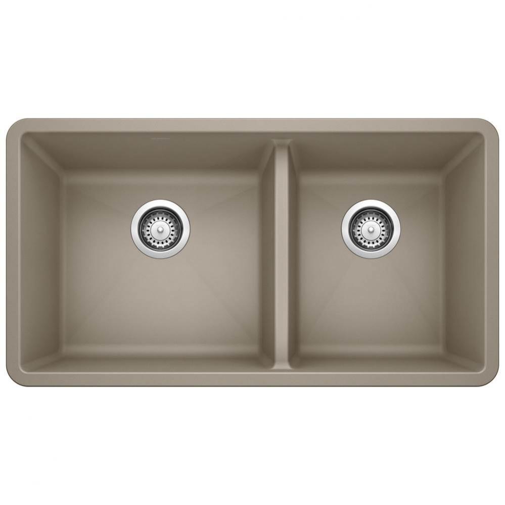 Precis SILGRANIT 33'' 60/40 Double Bowl Undermount Kitchen Sink - Truffle