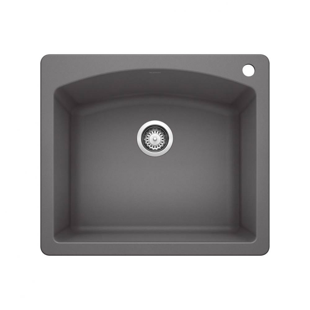 Diamond SILGRANIT 25'' Single Bowl Dual Mount Kitchen Sink - Cinder